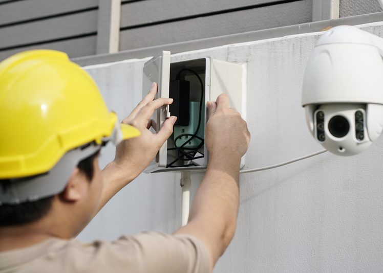 Male Technician Fixing CCTV 7x5